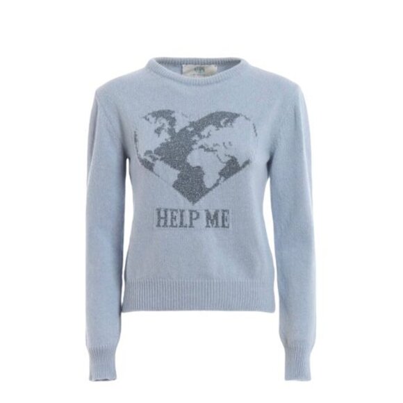 Alberta Ferretti Women Help Me Light Blue Cashmere Sweater Size 8 Made in Italy - Picture 5 of 11